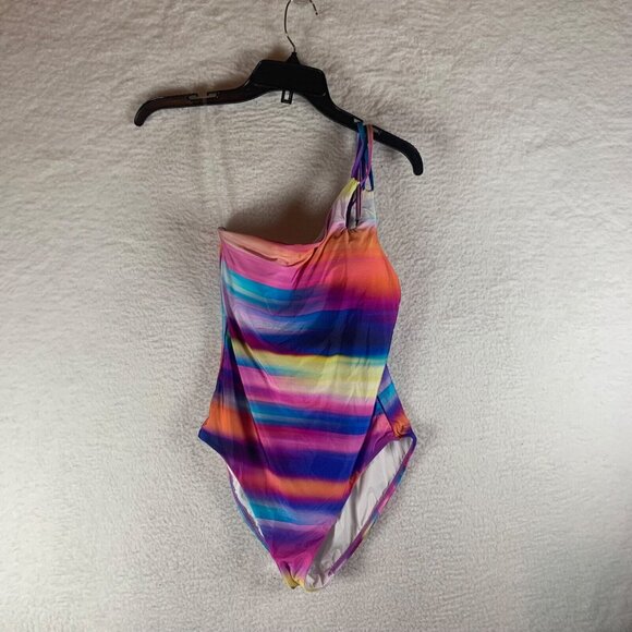 La Blanca Women's Sunset Shores Strappy One‎ Shoulder One Piece Swimsuit Size 10